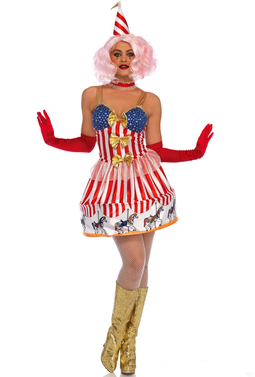 Clown & Nar Kostuum | Draaimolen Kermis Clown | Vrouw | Large | Carnaval kostuum | Verkleedkleding